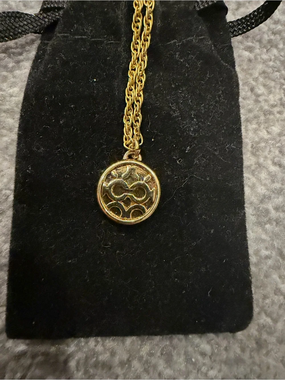 Coach Pendant Charm Yellow Gold Chain Necklace